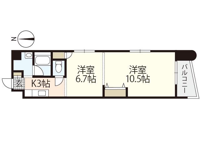 パステロアロッジオ45東蟹屋(2K/7階)の間取り写真