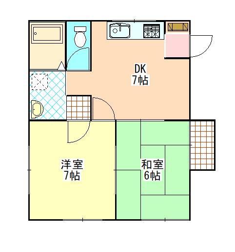 キャッスル(2DK/1階)の間取り写真