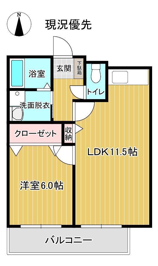 エルグランド七日町(1LDK/2階)の間取り写真
