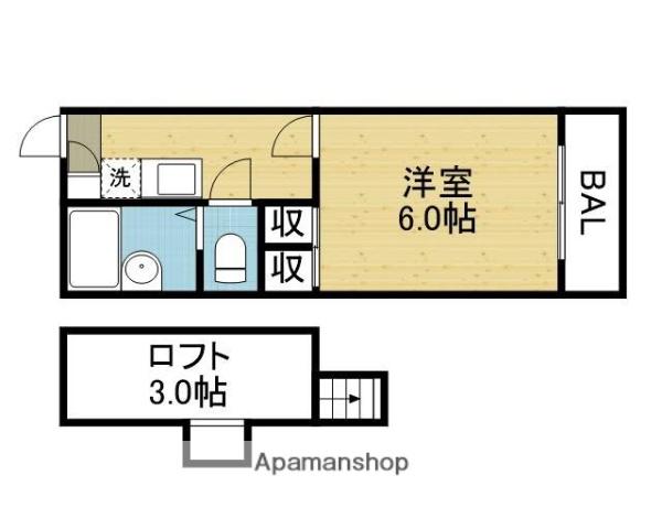 平野市町マンション(1K/1階)の間取り写真