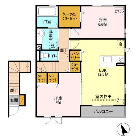 ハイフィールドC(2LDK/2階)の間取り写真