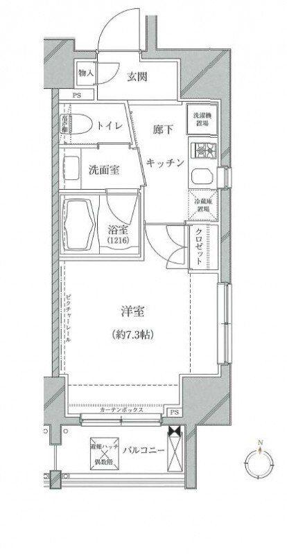 クレイシア亀戸(1K/2階)の間取り写真