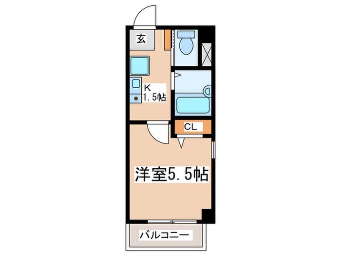 ミドルリバー田園調布南(1K/2階)の間取り写真