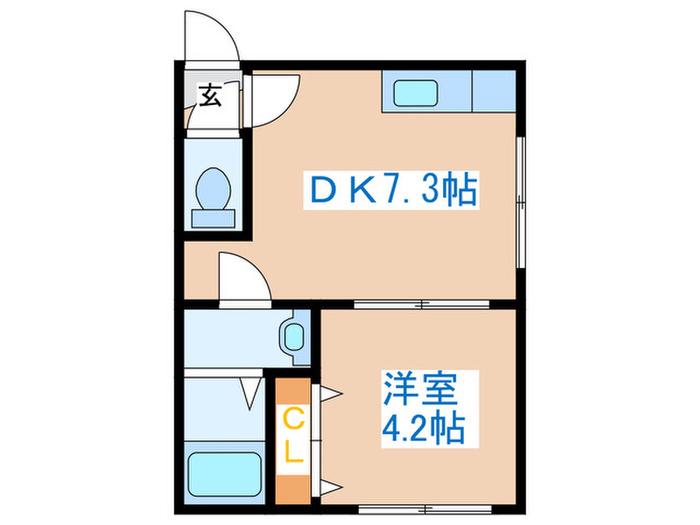 デュークYK二十四軒(1DK/3階)の間取り写真