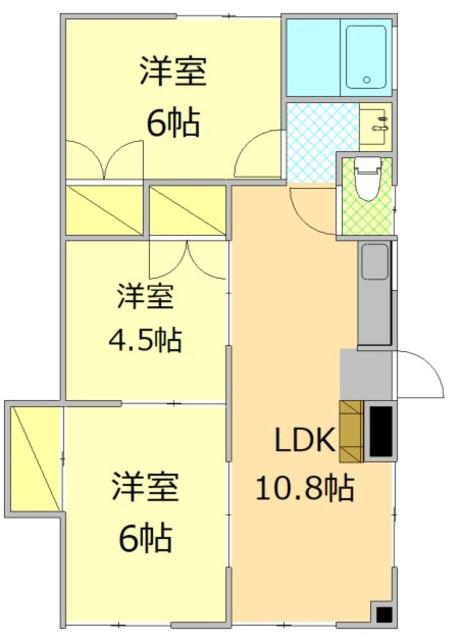 コーポアイキ(3LDK/1階)の間取り写真