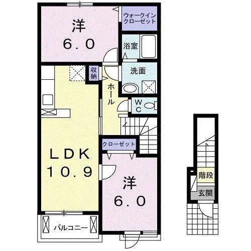 サンビレッジ 和(2LDK/2階)の間取り写真