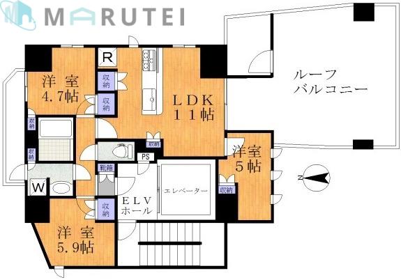 小松マンション(3LDK/4階)の間取り写真