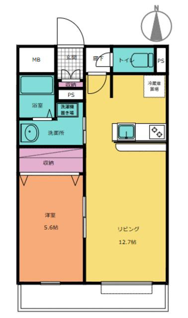 ソシア坂下町(1LDK/1階)の間取り写真