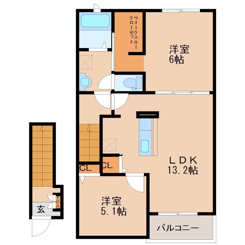 プラシード(2LDK/2階)の間取り写真