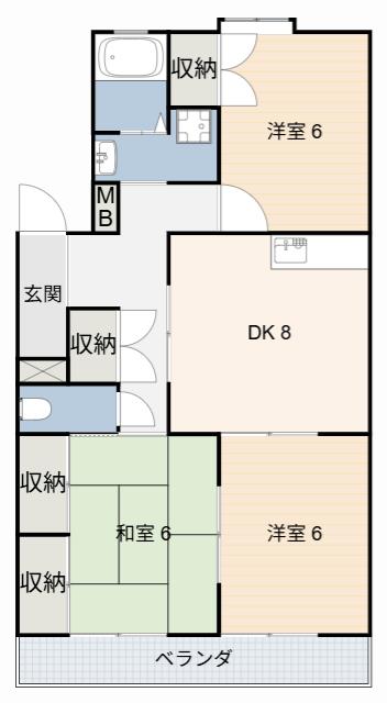 ライクハイツ水越(2LDK/3階)の間取り写真