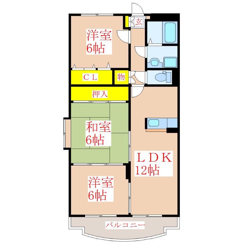 エクセレント(3LDK/2階)の間取り写真