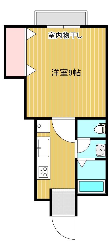コモンズ古津 A棟(1K/1階)の間取り写真