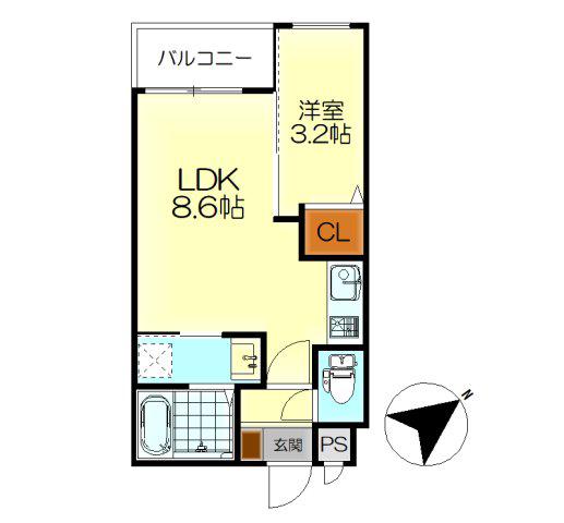 MOVE広古新開(1LDK/2階)の間取り写真