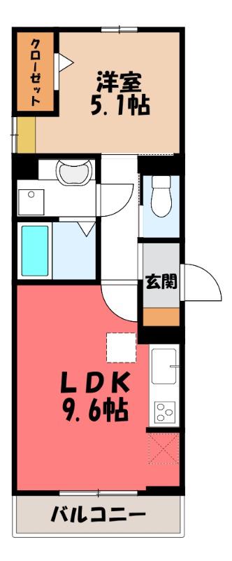 LA CHANCE和田町(1LDK/1階)の間取り写真