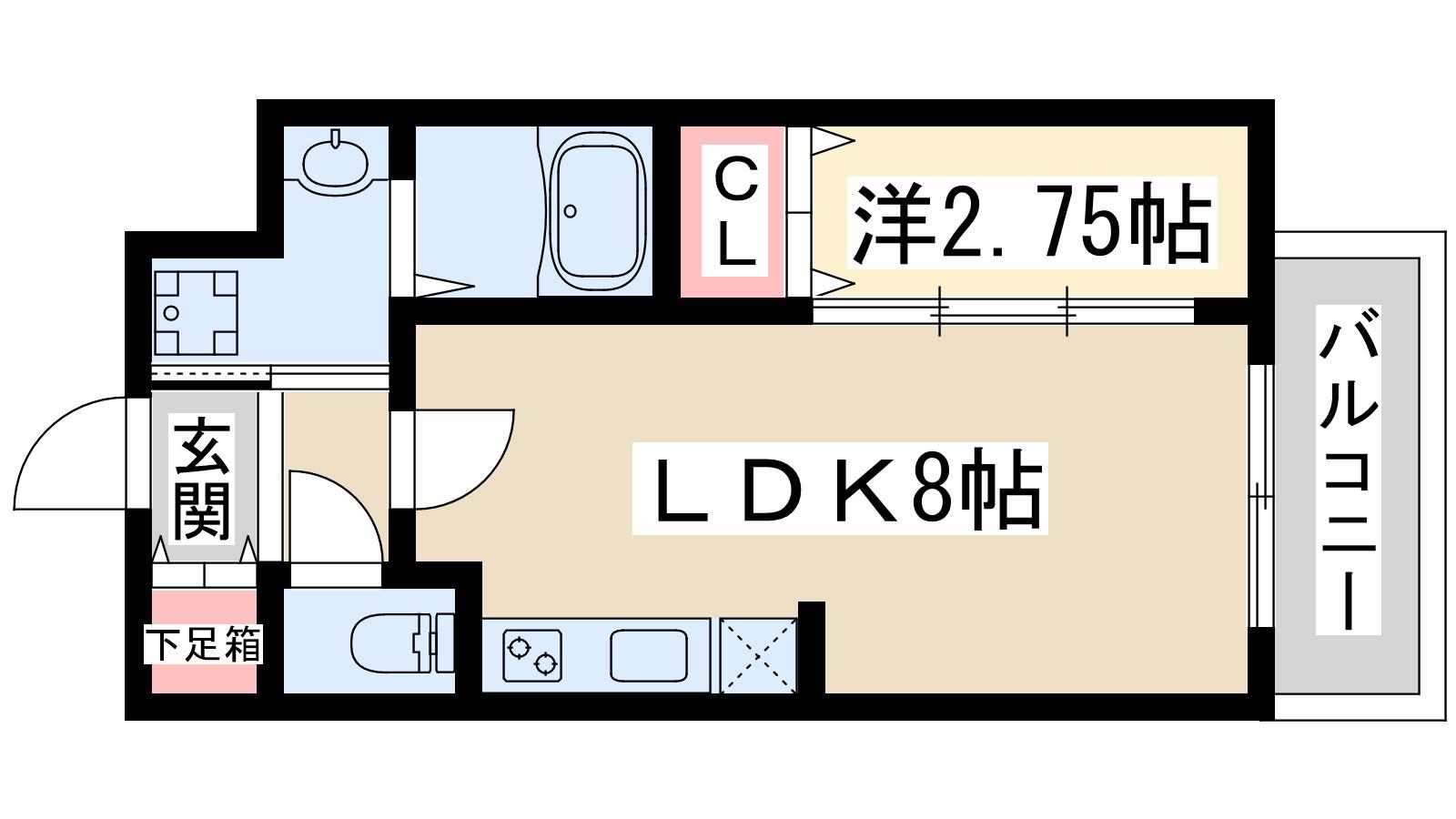 フォーチュニー江坂1(1LDK/4階)の間取り写真