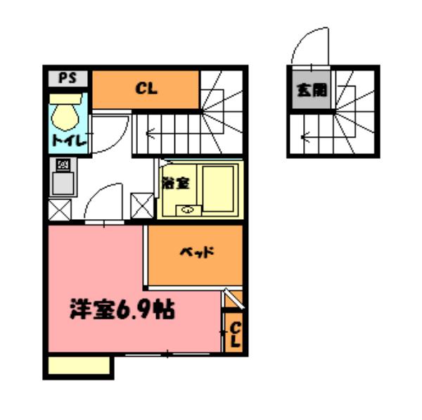 シャイン(1K/2階)の間取り写真