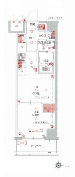 ハーモニーレジデンス東京大島ザ・ガーデン(1DK/7階)の間取り写真