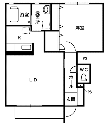 アクティルステージ久々子(1LDK/1階)の間取り写真