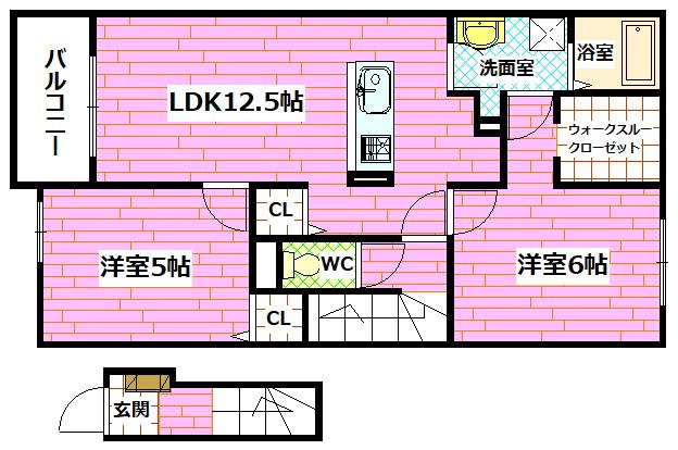 Y´S GRANDE II(2LDK/2階)の間取り写真