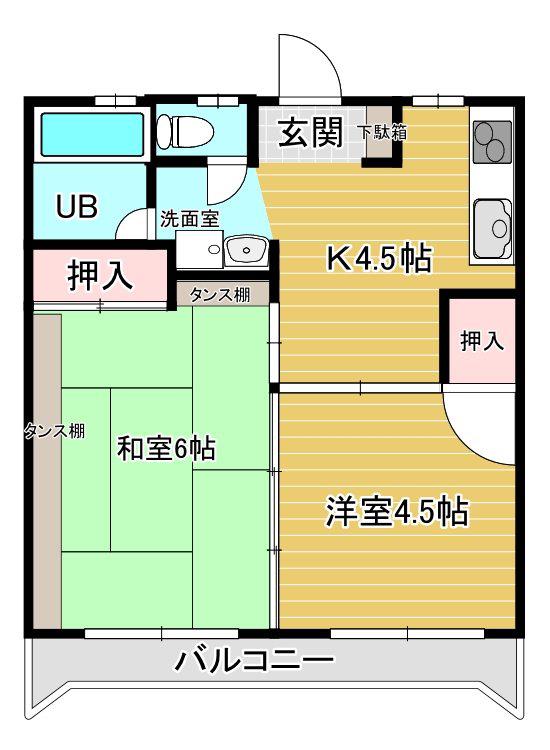ユートピア小船越(2K/3階)の間取り写真