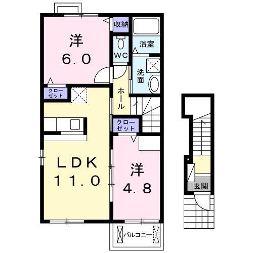 ブリッジオ 佐久平(2LDK/2階)の間取り写真