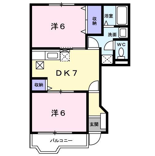 モルティ(2DK/1階)の間取り写真