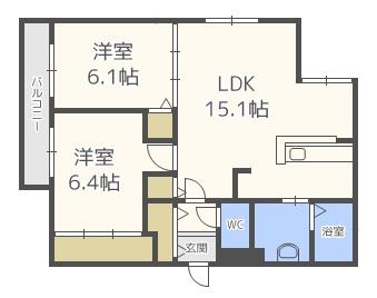 メルシメゾン(2LDK/3階)の間取り写真