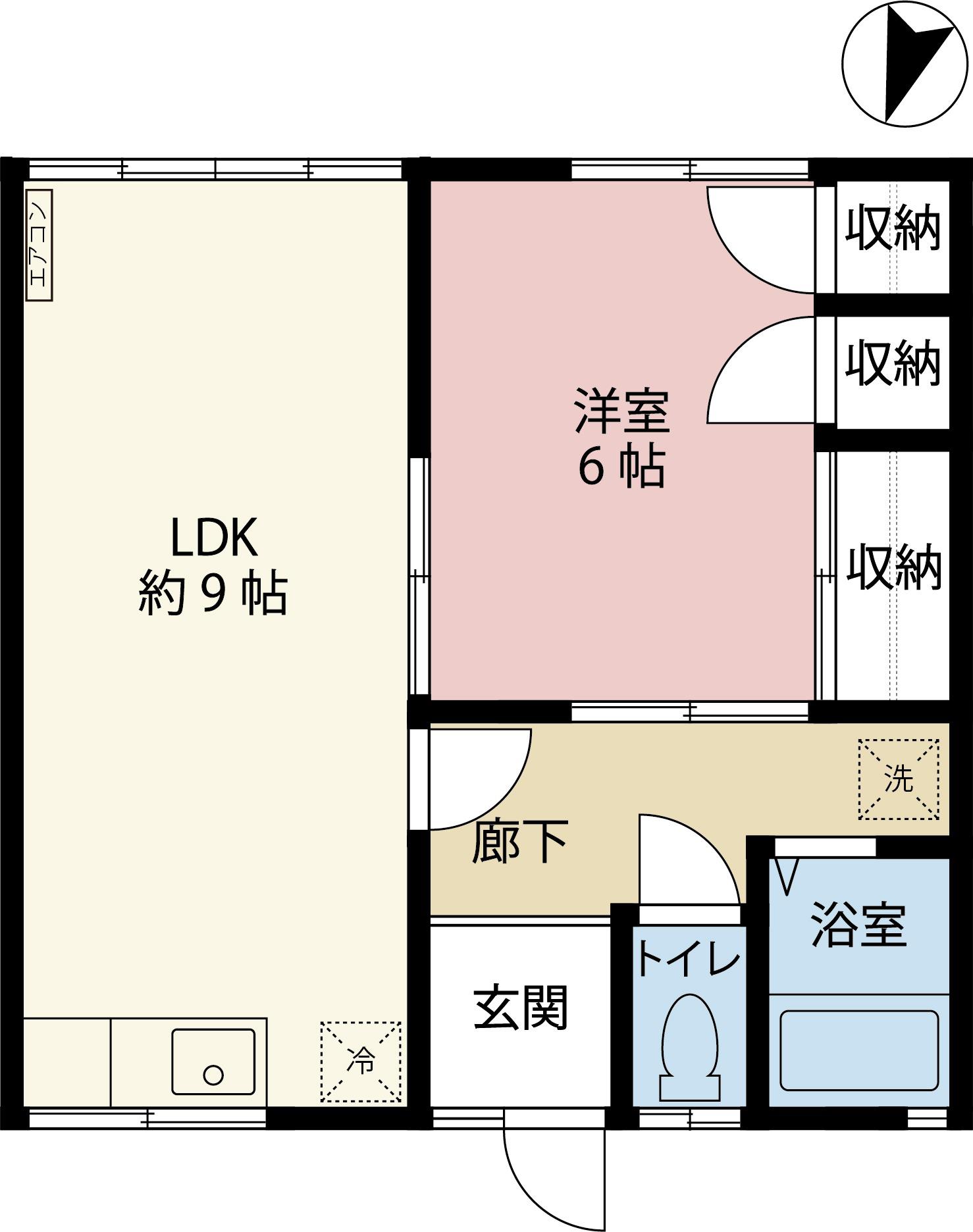 ハイツ江南台(1LDK/1階)の間取り写真