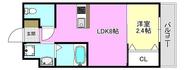リアコート千里丘IIノース(1LDK/2階)の間取り写真