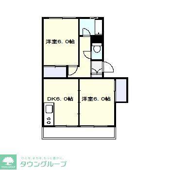 千草台団地3号棟(2DK/3階)の間取り写真