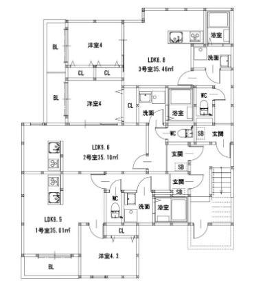 クリーク下山門II(1LDK/1階)の間取り写真
