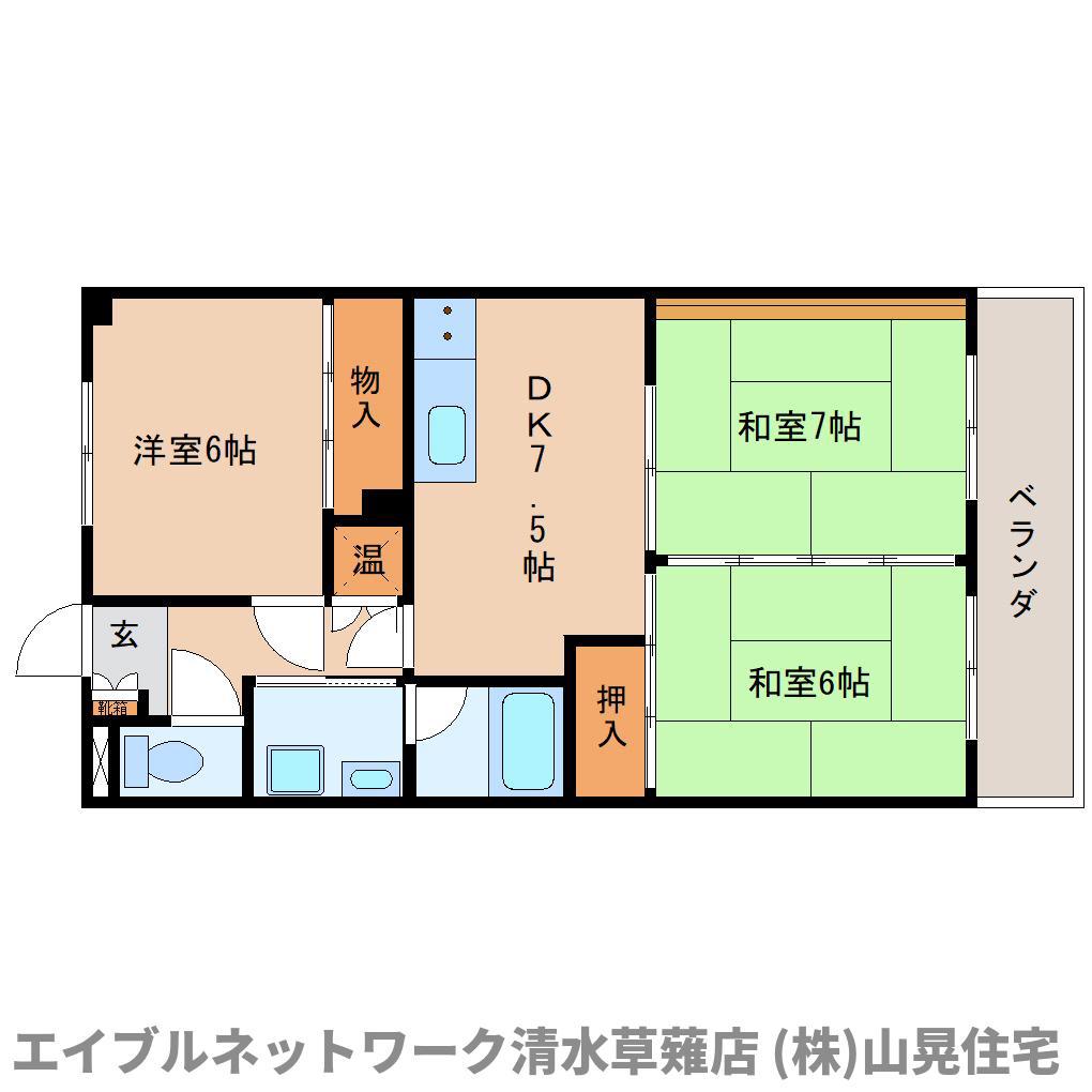 コーポラスアートヒル(3DK/2階)の間取り写真