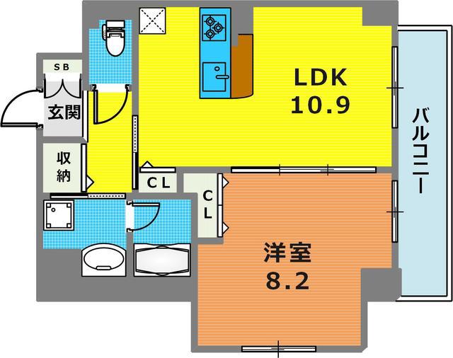 住吉VALORE(1LDK/5階)の間取り写真