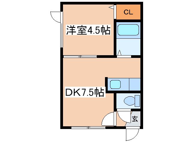 アーバンエスパルス(1DK/2階)の間取り写真