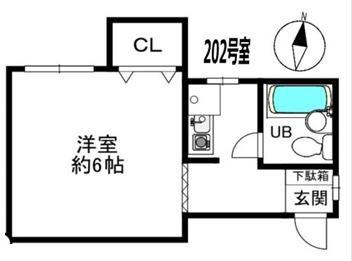 クボサンハイツ(1K/2階)の間取り写真