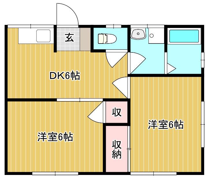 国府市場アパート(2DK/2階)の間取り写真