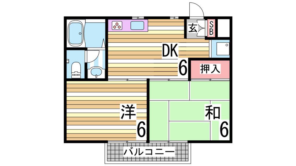 グリーンハイツ赤羽(2DK/1階)の間取り写真
