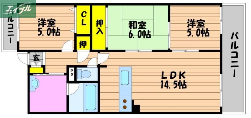 ソレアード御南(3LDK/2階)の間取り写真