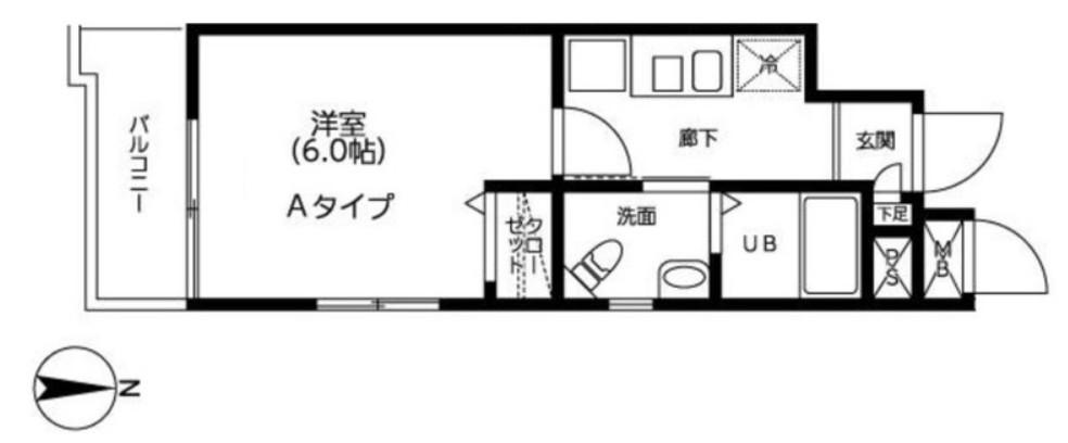 井門コーポ品川御殿山(1K/3階)の間取り写真