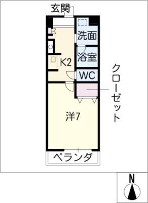 ラフィネ多屋II(1K/7階)の間取り写真