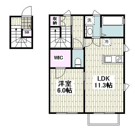 TRIOLE A(1LDK/2階)の間取り写真