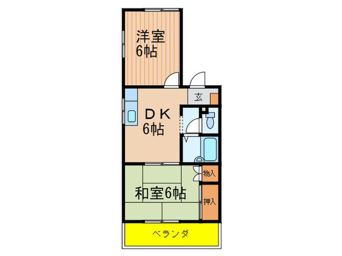 上用賀館(2DK/2階)の間取り写真