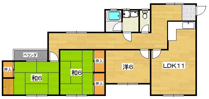 私市ロイヤルマンション(3LDK/3階)の間取り写真