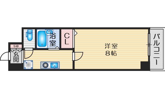 江坂ニュー白百合(1K/4階)の間取り写真