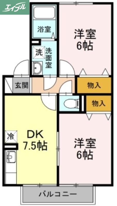 プレミール99(2DK/2階)の間取り写真