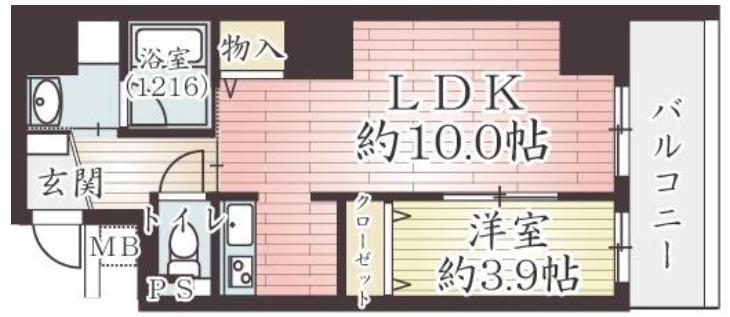 アーベル更紗北堀江(1LDK/9階)の間取り写真