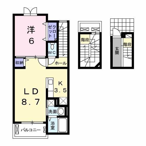 リバーサイド2(1LDK/3階)の間取り写真