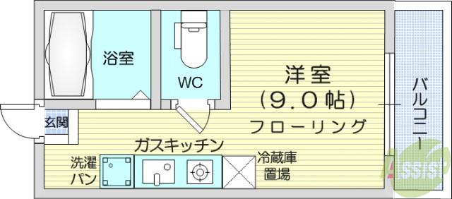 ハイツAK(ワンルーム/3階)の間取り写真