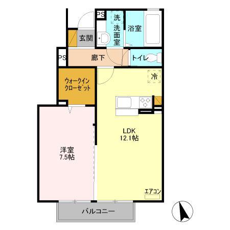 ロイヤルテラスA(1LDK/1階)の間取り写真