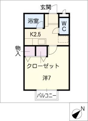 アーバン羽根北(1K/1階)の間取り写真